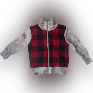 Cat and Jack Red Plaid Lined Sweater Size 18 Months